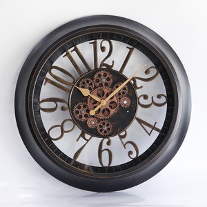 20 Inch huge round distressed classical plastic big wall clock with moving gear