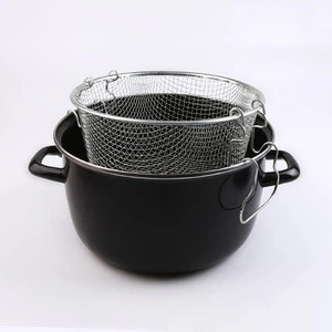 2017 On TV Hot selling deep enamel frying pan for chips frying enamel fryer pot