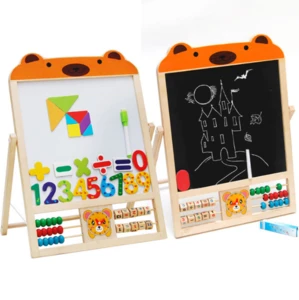 2019 Double-sided Magnetic Childrens Bracket Baby Writing Painting Small Blackboard Wooden Drawing Board Toy