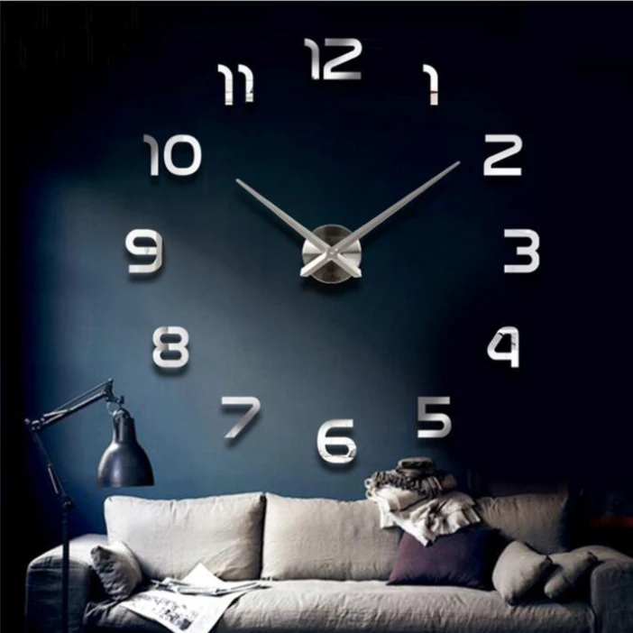 2019 hot acrylic wall clock for home decor and promotion round plastic mirror digital clock