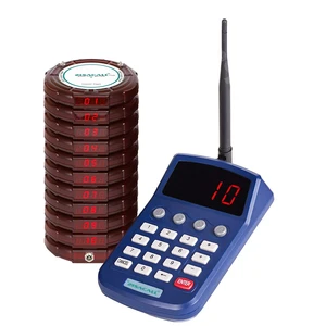2019 latest Alphanumeric restaurant long range wireless queue calling system coaster pager food buzzer restaurant guest pager