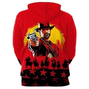 2019  wholesale mens hoodies sweatshirts Red Dead Redemption 2 sublimation Printed hoodies for men