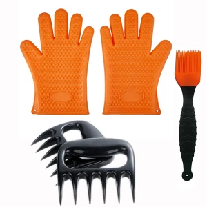 2020 Amazon Hot-selling Popular Whole BBQ Meat Claw Set Heat-resistance Silicone Glove Brush Set BBQ Combo