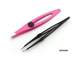 2020 Beauty Gradual Pink&amp;Gold Colour Butterfly-Shaped Stainless Steel Slant Tip Eyebrow Hair Tweezers for Hair Remove Purpose
