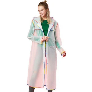 2020 design New style raincoat clear EVA ladies rain coats  transparent long pvc raincoat for women