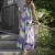 Import 2020 European and American womens   hot style hanging band loose tie-dye printing casual one-piece dress from China