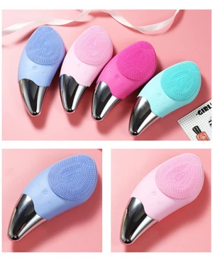 2020 Household facial eye silicone electric massager beauty pore face wash cleansing instrument