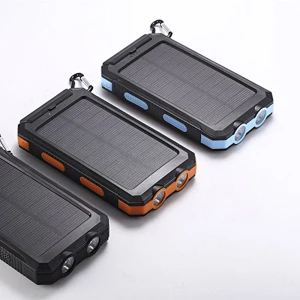 2021 8000mah waterproof solar power bank lighter portable charger with double LED torches and compass