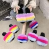 2021 Fashion designer summer fluffy slipper furry plush female luxury famous brands customize cheap womens sandals fur slippers