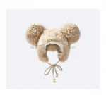 2021 Fengsheng Factory Women Cute Plush Bear Winter Hats Sherpa Fleece Lined Big Pom Fluffy Ear Winter Caps Trapper Hats
