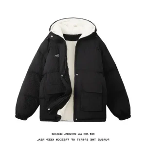 2023 new winter cotton coat mens warm polar fleece hooded thickened cotton jacket cotton coat large size for youth