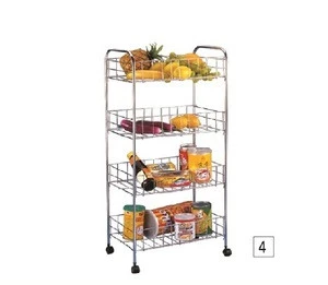 3 tier metal kitchen organizer trolley storage rack with powder coated finished