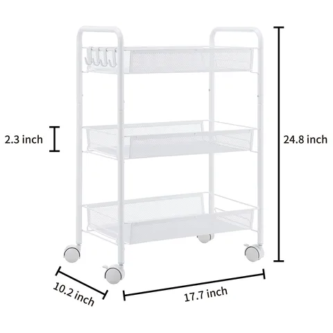 Buy 3 Tier Rolling Kitchen Storage Utility Rack Cart Multifunction ...