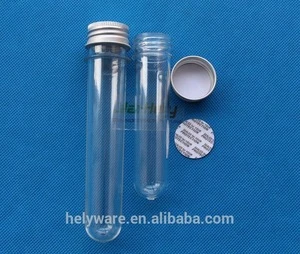 30 40 65 100ml PET favor tube candy tube plastic test tube with screw aluminium cap