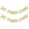30/40/50/60/70 years loved Glitter Banner Birthday Flags Thirsty Anniversary Party Decorations Bunting Events Supplies