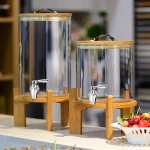 3L 4L 5L 8L10L Heat resistant Glass beverage Dispenser with Tap and Wooden Stand