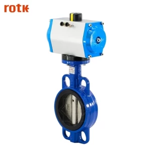 4 inch spring return ductile Iron cast iron wafer type pneumatic butterfly valve