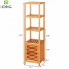 4 Tier Bamboo Bathroom Floor Storage Cabinet with Shelf