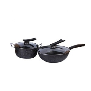 5 pcs commercial Marble Non Stick Cooking Cookware Set with Wide Edge