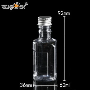 50ml Square PET Plastic Mini Wine Bottle Liquor Dispenser