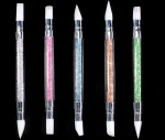 5pcs Dual Tipped Silicone Rhinestone Nail Polish Carving Pen Nail Art Sculpture Pen