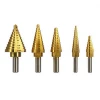 6pcs HSS Titanium Coated Step Drill Bit With Center Punch Drill Set Hole Cutter Drilling Tool Kit Set of Tools for DrillPro New