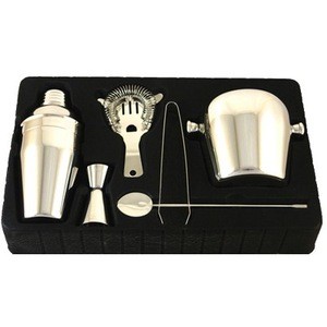 6Pieces Luxury wine bar set with stainless steel cocktail shaker,jigger,stirrer,ice tong