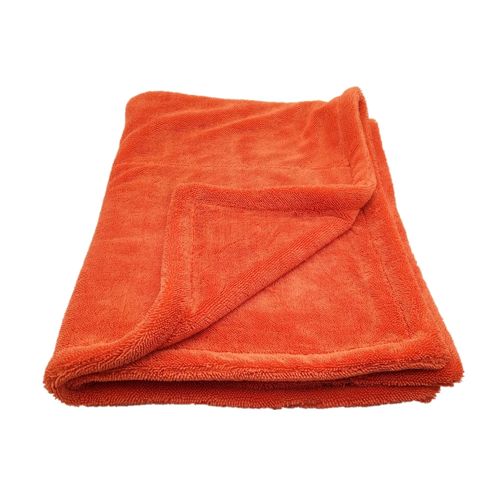 70*90 cm large size orange microfiber twisted dual pile car drying towel