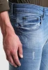 78% Cotton 20% Polyester 2% Spandex Slim Fit Distressed Men`s Jeans