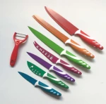 8 pcs non stick coating kitchen knife set with plastic handle
