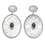 .925 Sterling Silver Blue Sapphire Rainbow Moonstone Gemstone Earrings Manufacturer