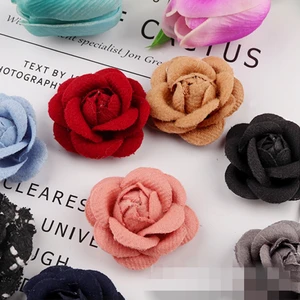 9colors 4cm Rolled Petal Rose Artificial Fabric Flowers with leaves For Wedding Decoration DIY Decorative Wreath