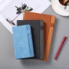 A5 thermo PU hardcover blue notepad journal notebook with pen loop and phone pocket