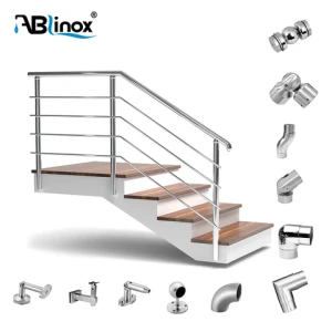 Ablinox Round top pipe baluster handrail fitting stainless steel stair railing accessories Stainless Steel Handrail Accessories