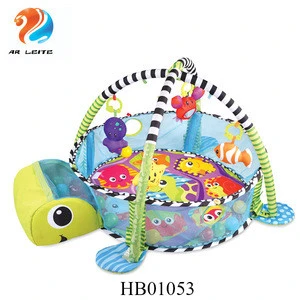 Amazon hot sale High quality educational ecofriendly turtle shape activity gym baby mat play mat with 30 balls