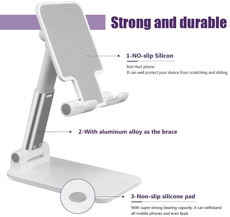 Angle Height Adjustable Foldable Desktop Smart Mount Flexible Cell Phone Mobile Stand