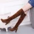 Import B22416A Plus sizes women boots Europe Knee Boots lace-up nubuck leather heels boots from China