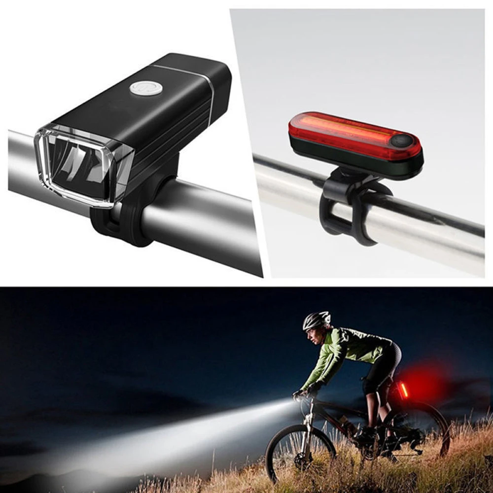 Bike Bicycle Lights USB LED Rechargeable Set Mountain Cycle Front Back Headlight Bike Lamp Cycling FlashLight For Bike 911
