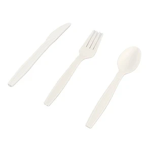 Biodegradable cornstarch cutlery spoon and fork knife set with napkin