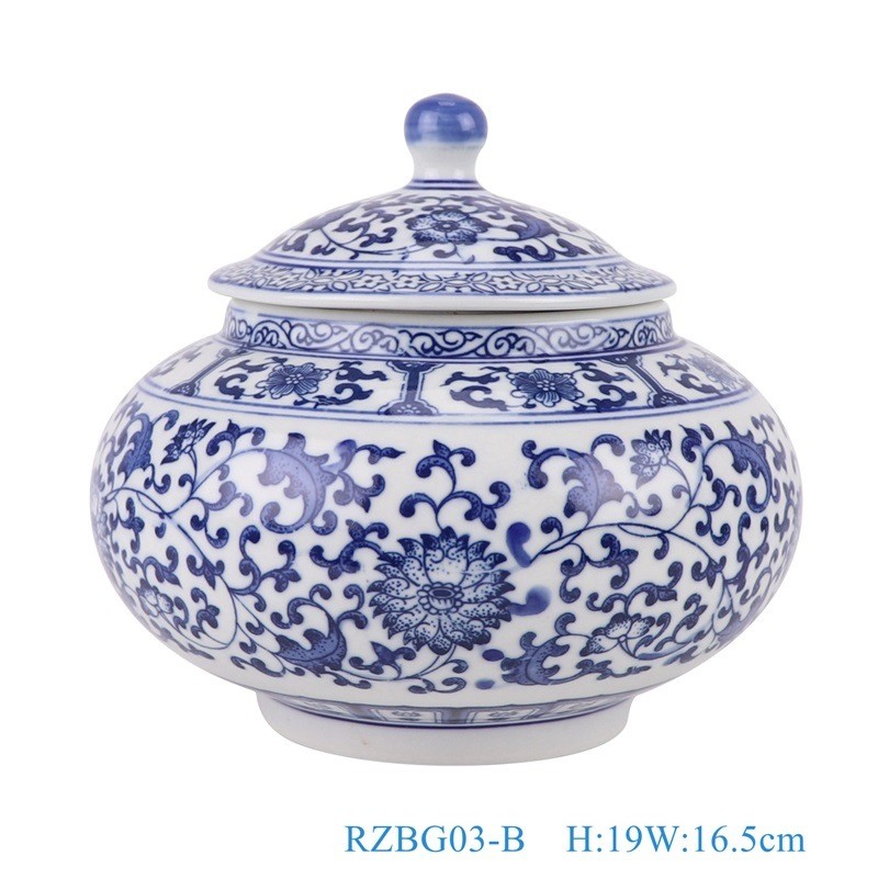 Blue and White Twisted Flower Red Glazed Ceramic Tea Jars Canister Pot Jingdezhen Porcelain