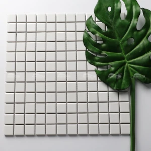 Bluwhale Cheap Price Matt Square 23x23mm Glazed White Ceramic Mosaic Tile For Swimming Pool Projects