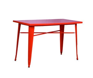BOHAO 60*120*75CM Orange Color Metal Industrial Restaurant Table Used Indoor and Outdoor SET OF 1 PCS