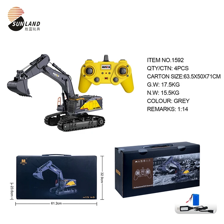 Bulldoze And Slide Electric Rc Drill Alloy Engineering Vehicle Truck Remote Control Excavator Toy