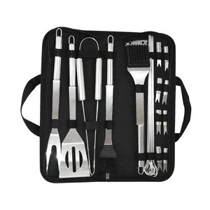 Camping Portable 20pcs Stainless Steel BBQ Tool Set With Nylon Bag