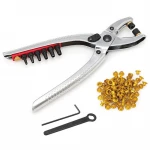 Carbon Steel Punch Pliers with 100pcs Rivets Hand Use for Shoes Bags Leather Belt and Paper