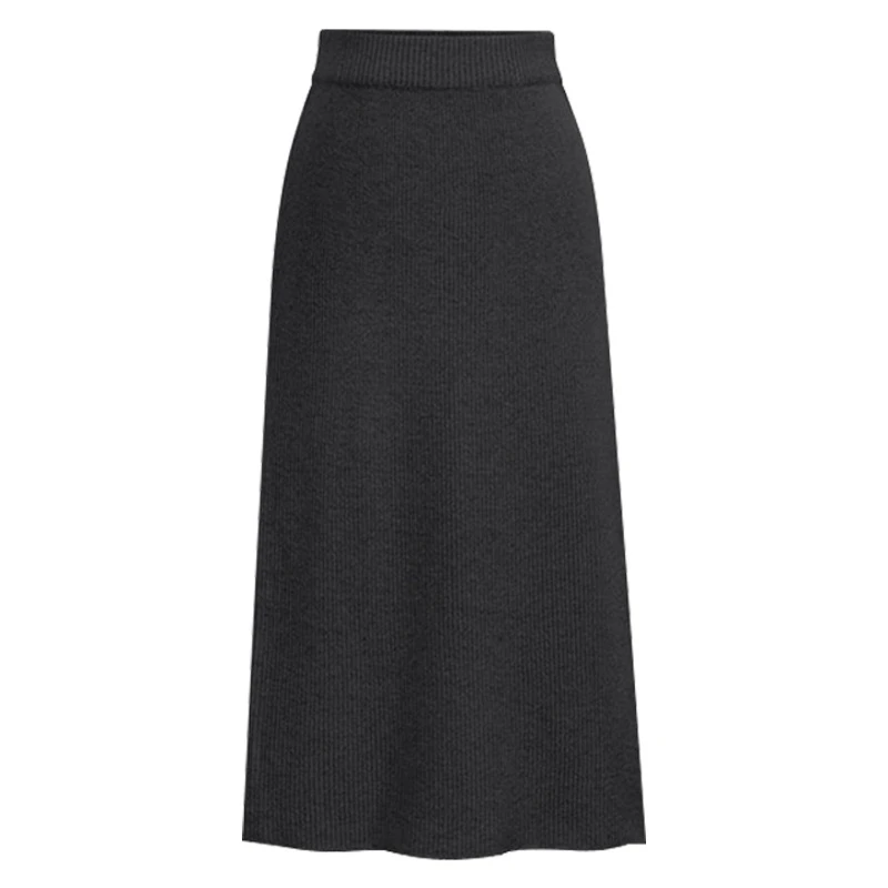 Cashmere A-Line Gray Pencil Skirt Woolen Kintted Wool Womens Skirts