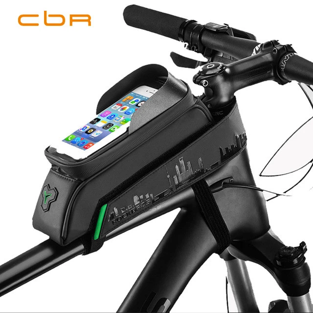 CBR Custom Logo IPX2 Waterproof 5.8&#x27;/6.0&#x27; Cycling Bicycle Frame Pannier Bike Front Tube Touch Screen Bag for Cell Phone