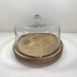Cheap Custom Fashion Cake Stand with Clear Round Glass Dome and decoration