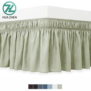 Cheap price luxury elegant soft 100% polyester home hotel fitted bed skirt set