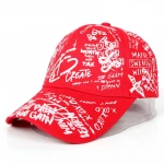 Cheap Wholesale Cheap Unisex Letter Graffiti Print Pattern Snapback Caps Hip Hop Baseball Cap With Adjustable Metal buckle